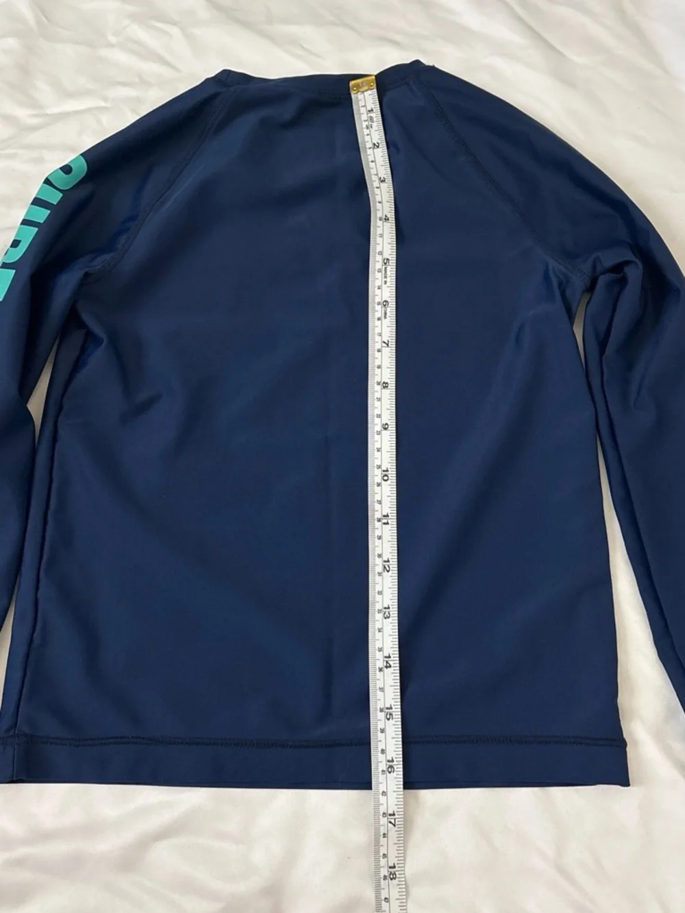 OshKosh B'gosh Navy Long-Sleeve Rash Guard with Teal and Neon Yellow Accents